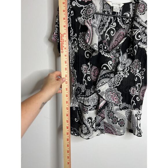 Allison Taylor Paisley Print Short Sleeve Blouse, Small - Picture 4 of 5
